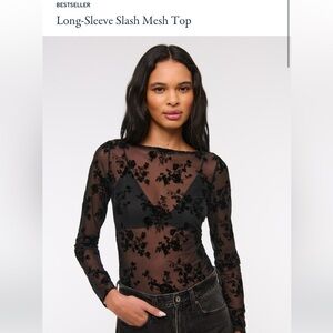 Abercrombie & Fitch long sleeve slash mesh top